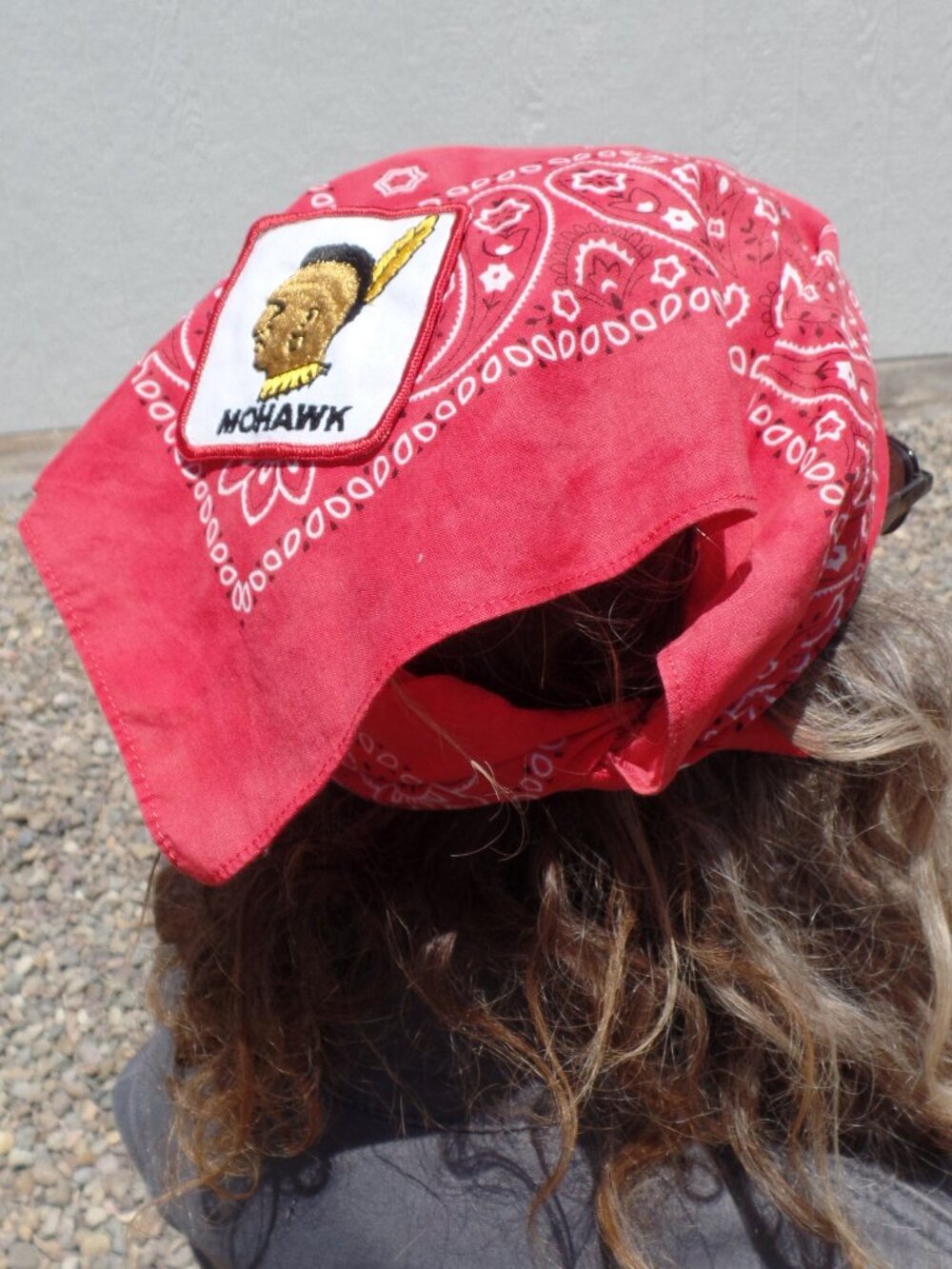 Hand Crafted Triangle Bandana Mohawk Patch Neckerchief Scarf Faded RED